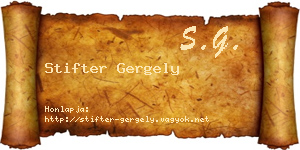 Stifter Gergely névjegykártya
